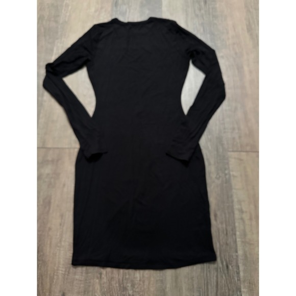 Naked Wardrobe Mini Dress Black Mock Neck Long Sleeve Bodycon Medium Super Sexy! - Picture 3 of 8